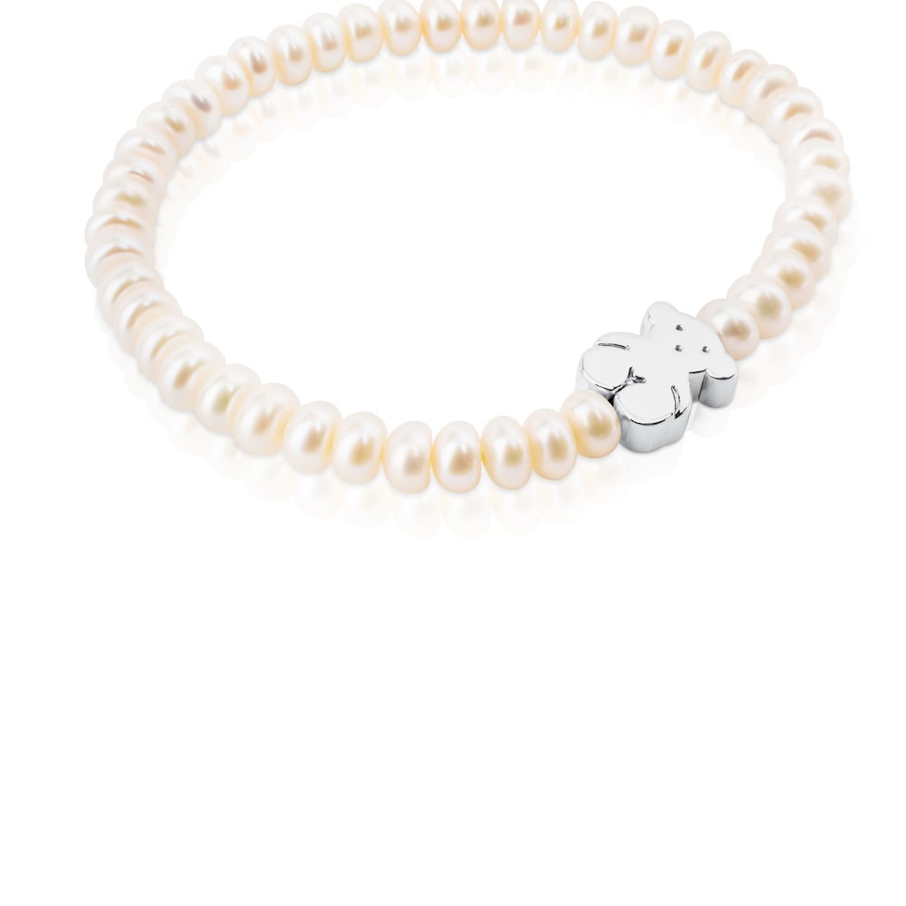Sweet Dolls bear Bracelet with pearls and Silver Bear motif |