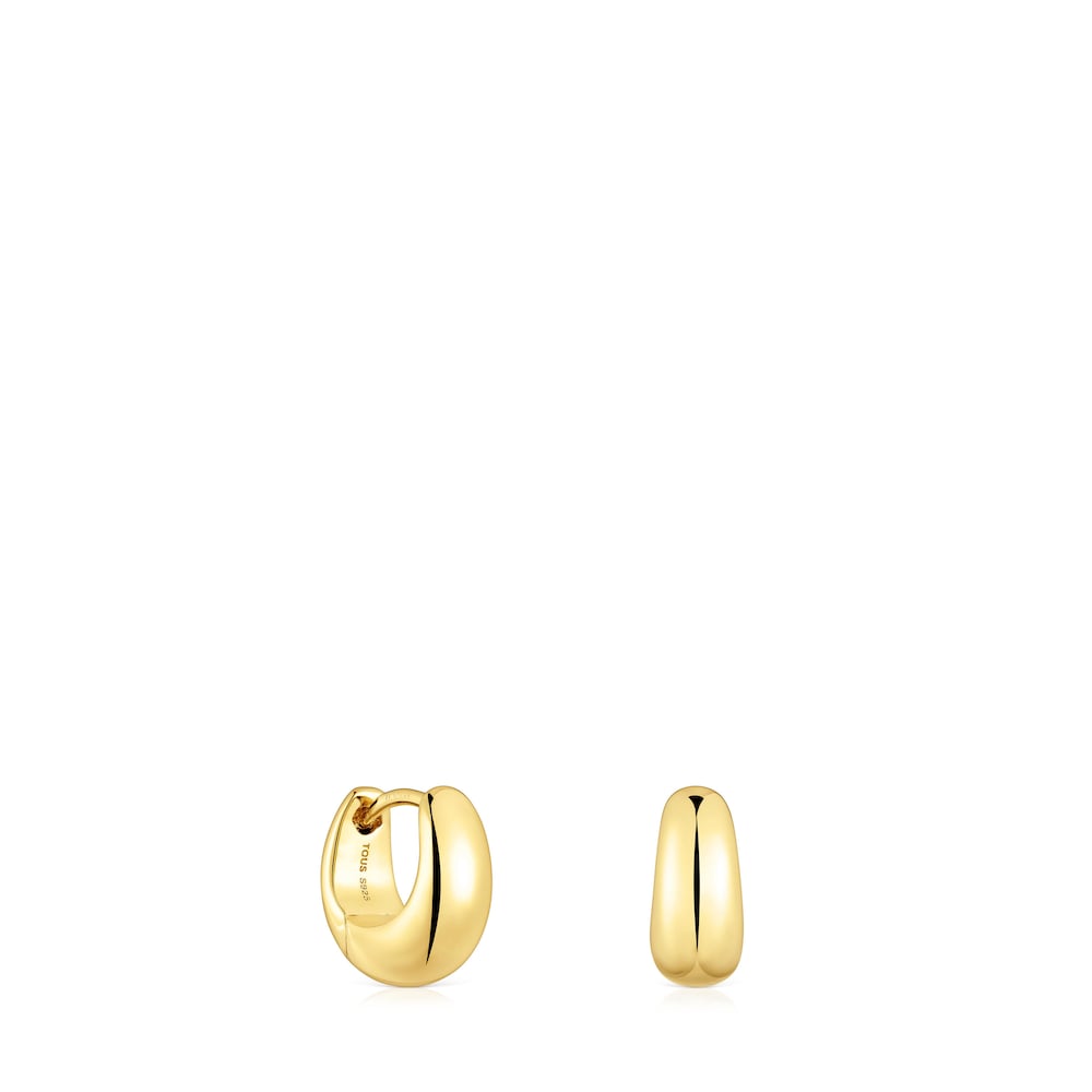 Short, thick Hoop earrings with 18kt gold plating over silver