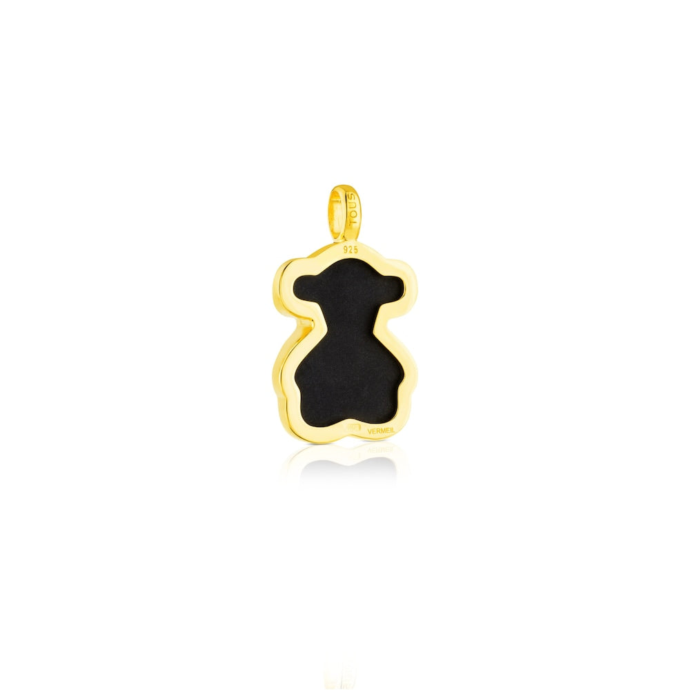 Vermeil Silver Bear Pendant with Onyx