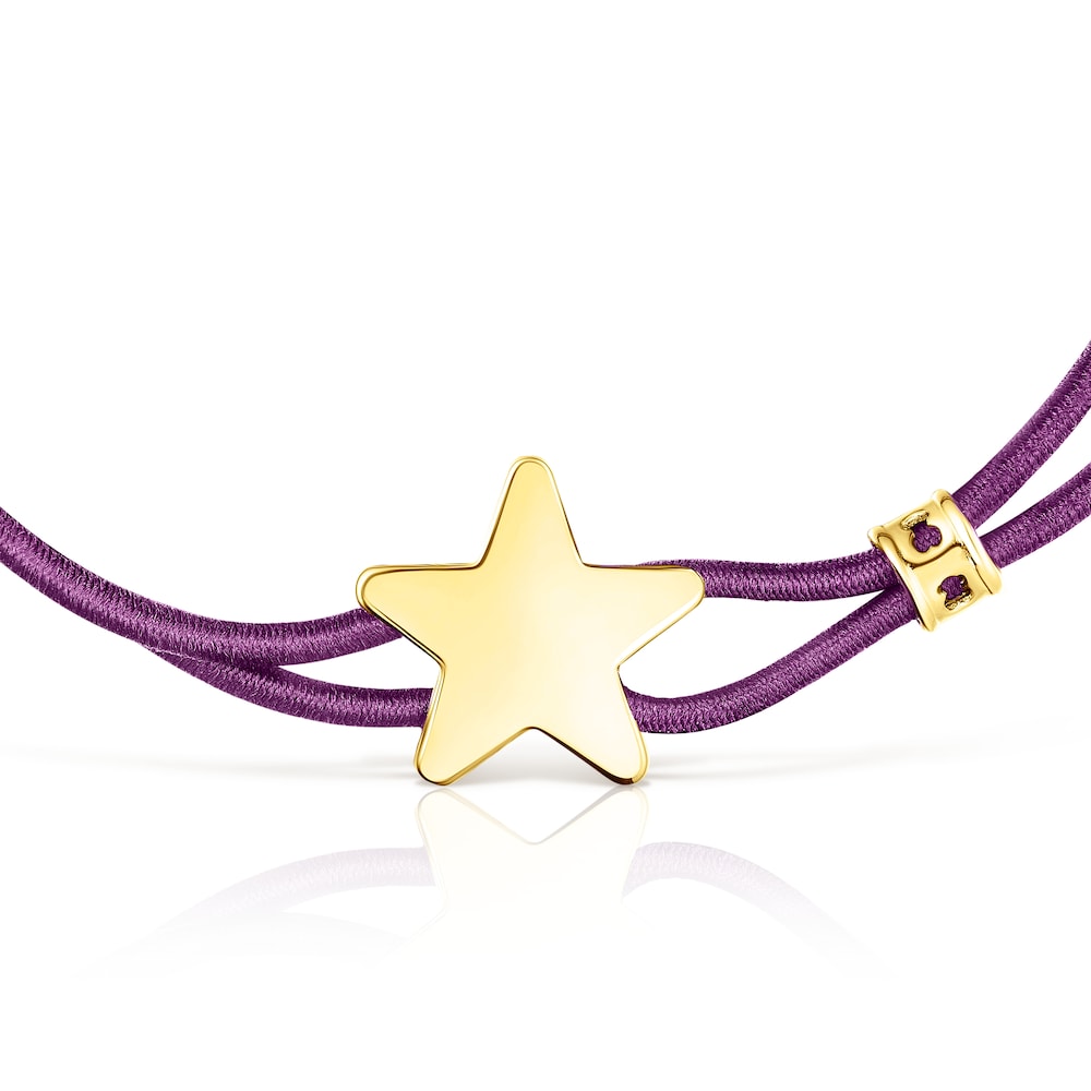 Lilac-colored elastic Sweet Dolls Bracelet with silver vermeil star |