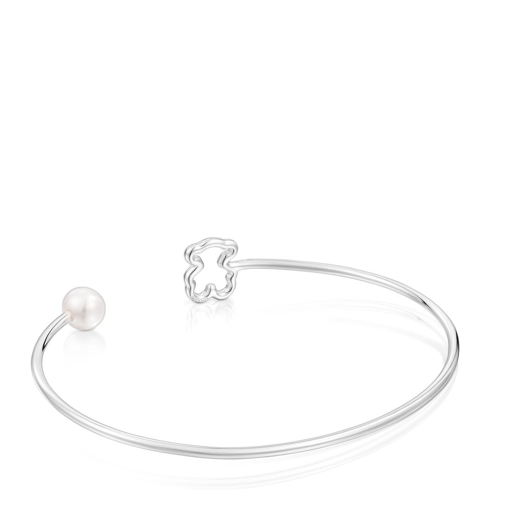 Silver Bangle with cultured pearl New Silueta |