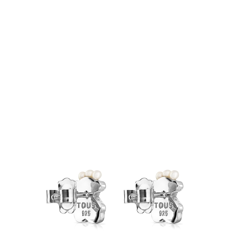 Silver Real Sisy bear Earrings with Pearls |