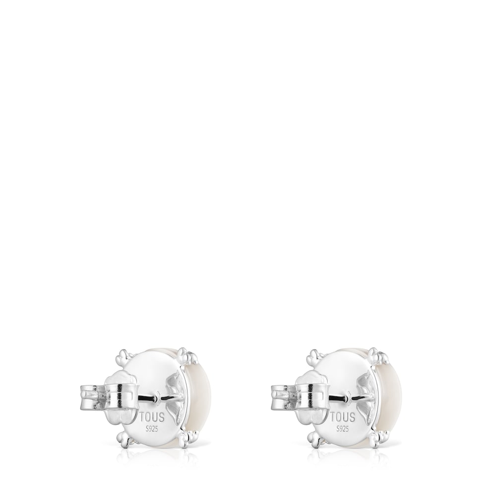 Silver Color Pills Earrings with mother-of-pearl |