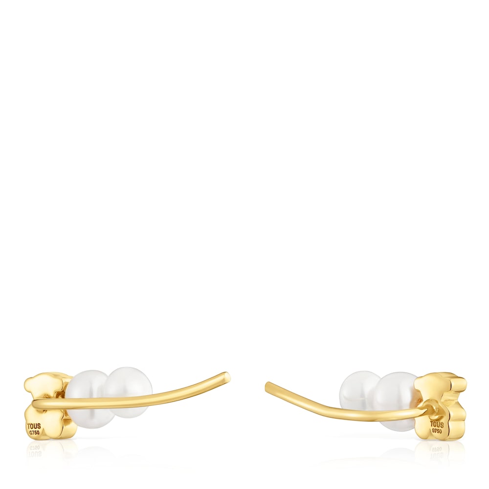 Gold bear climber Earring with cultured pearls Sweet Dolls |