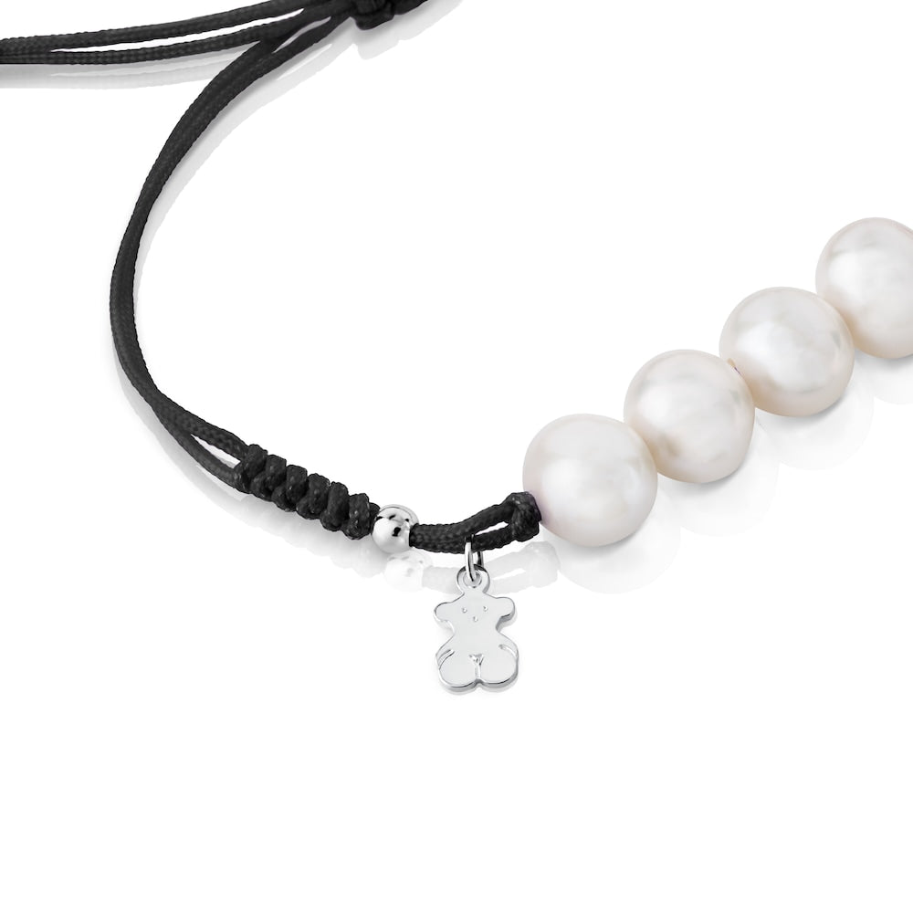 Silver Pearls Bracelet with Bear motif |