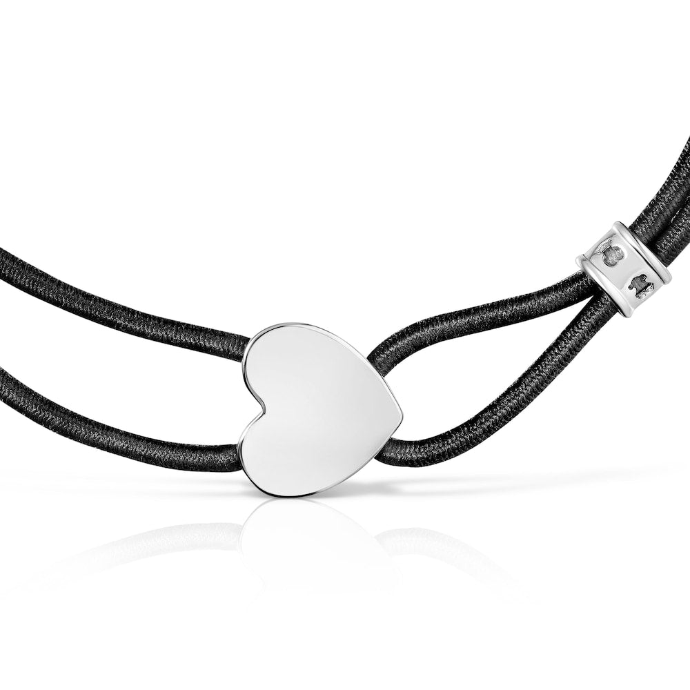 Black elastic Sweet Dolls Bracelet with silver heart |