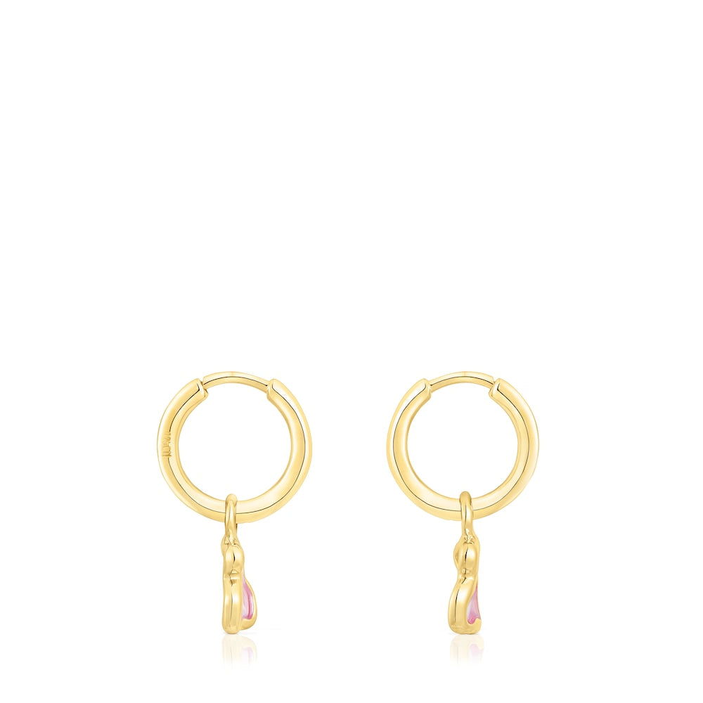 Silver vermeil Gregal pink bear hoop earrings |