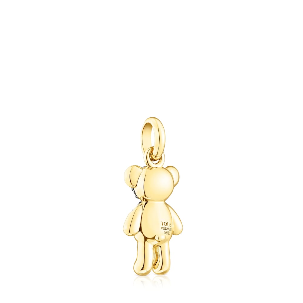 Silver vermeil Teddy Bear Splash Pendant with iolite