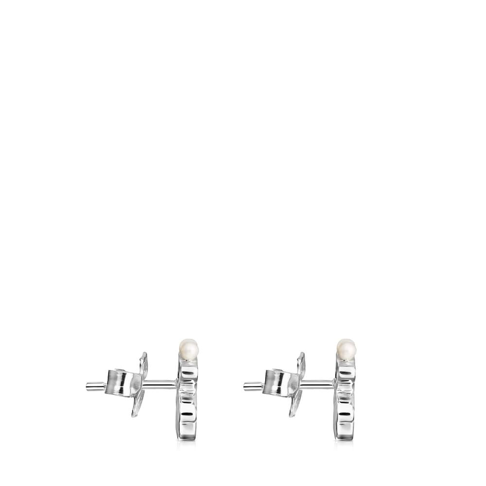 Silver Real Sisy bear Earrings with Pearls |