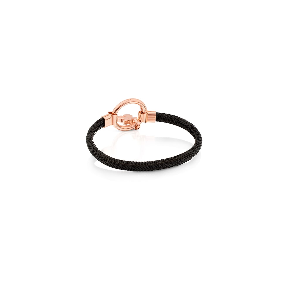 Medium Rose Vermeil Silver and black IP Steel Hold Bracelet