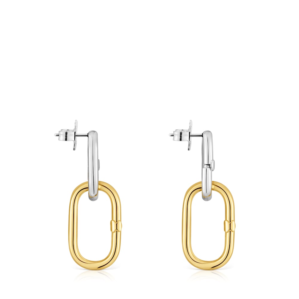 Long two-tone Earrings Hold Oval |