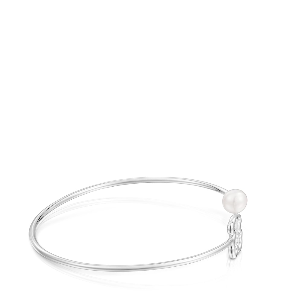 Silver Bangle with cultured pearl New Silueta |
