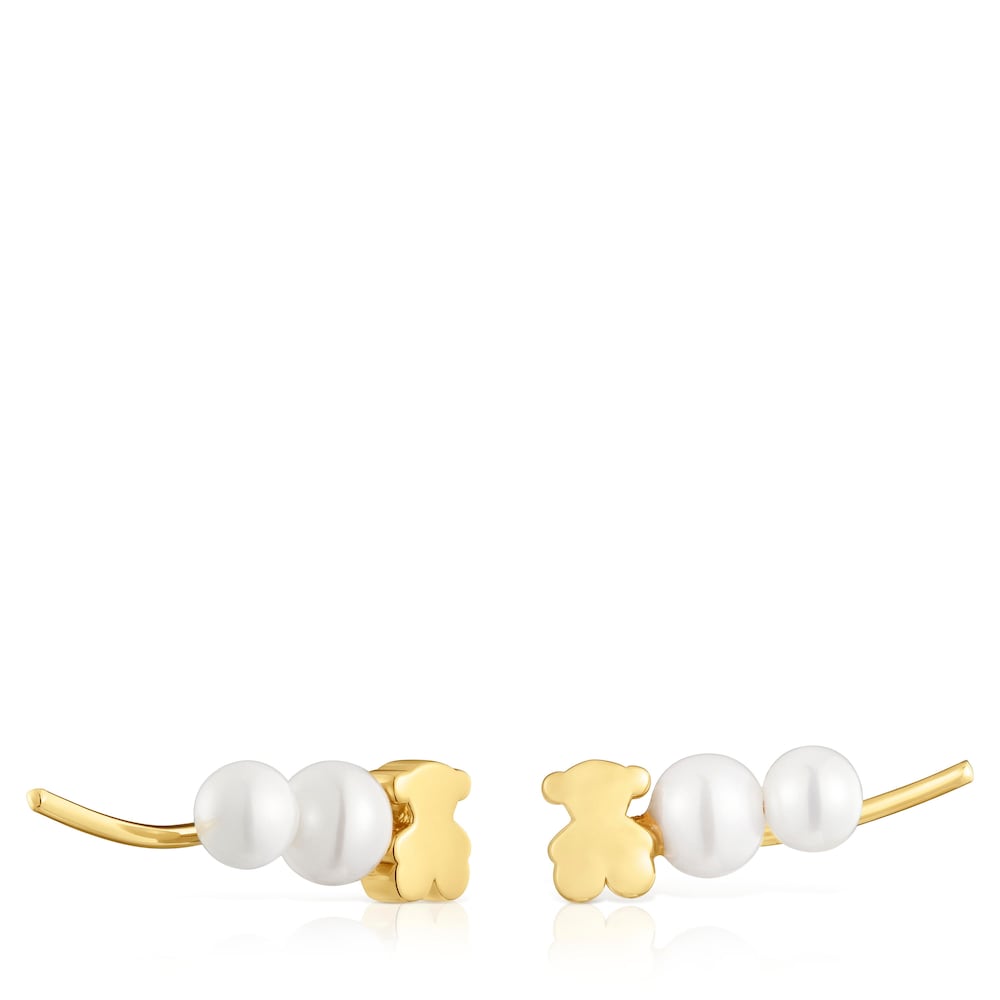 Gold bear climber Earring with cultured pearls SweetĀ Dolls |