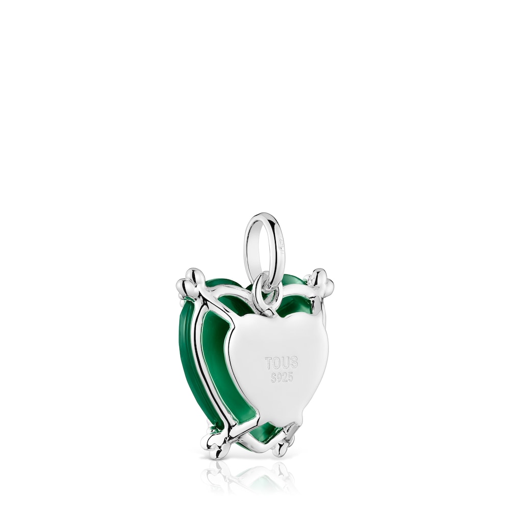 Silver Color Pills Heart pendant with treated chalcedony