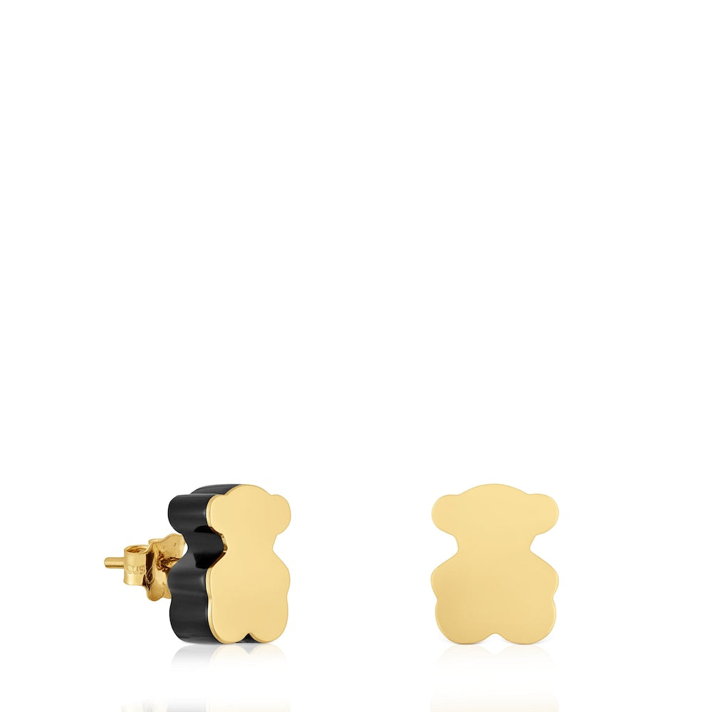 Gold bear Earrings with onyx 1950 |