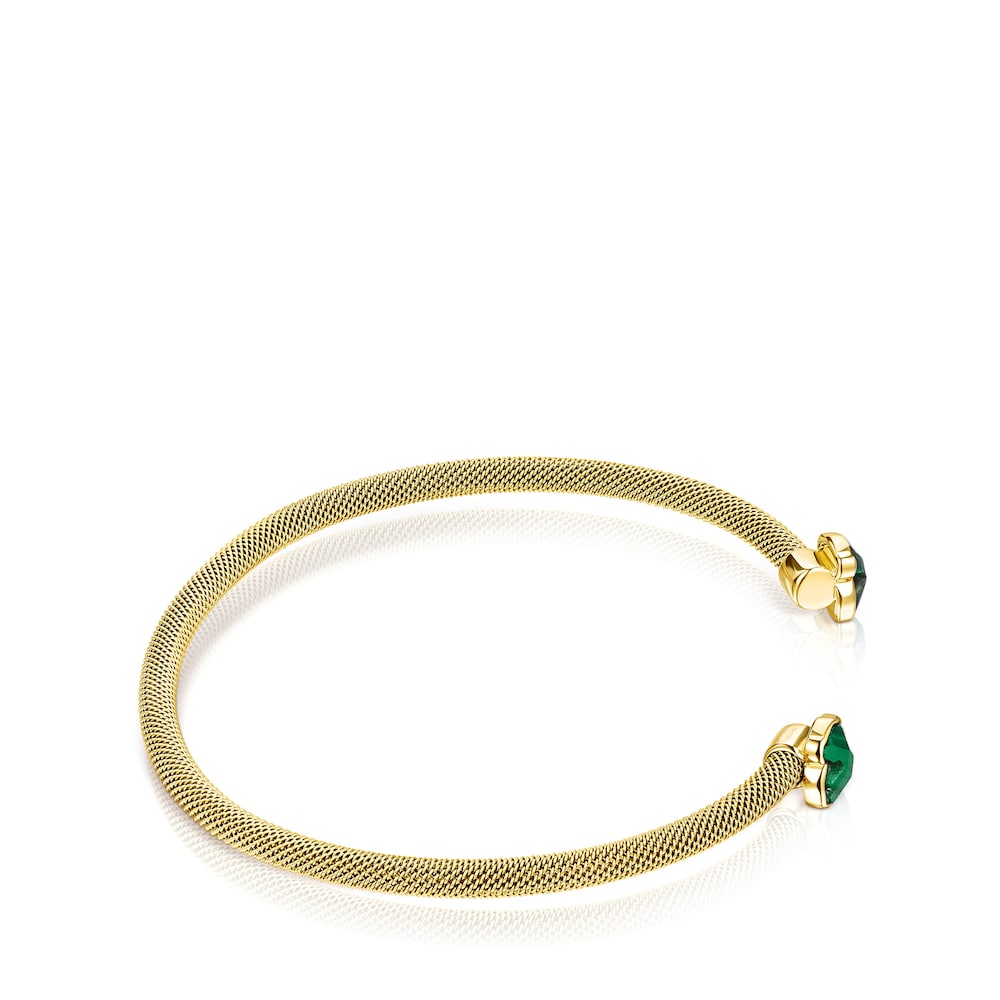 Fine gold-colored IP Steel Bracelet with Malachite