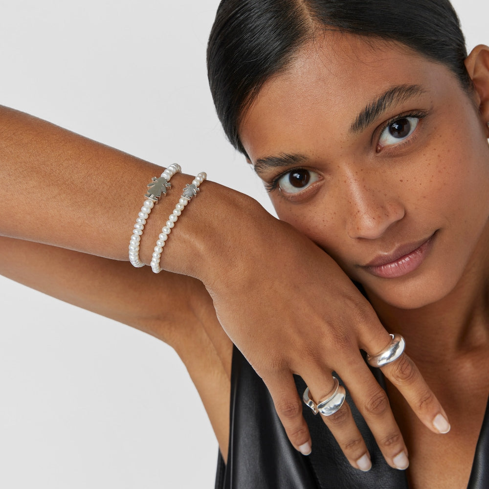 Pearl Sweet Dolls girl Bracelet with Silver |