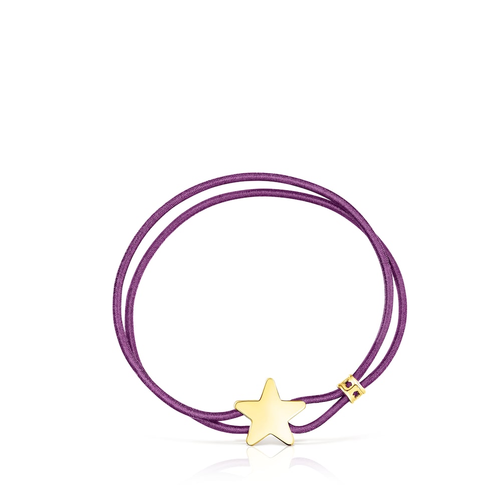Lilac-colored elastic Sweet Dolls Bracelet with silver vermeil star |