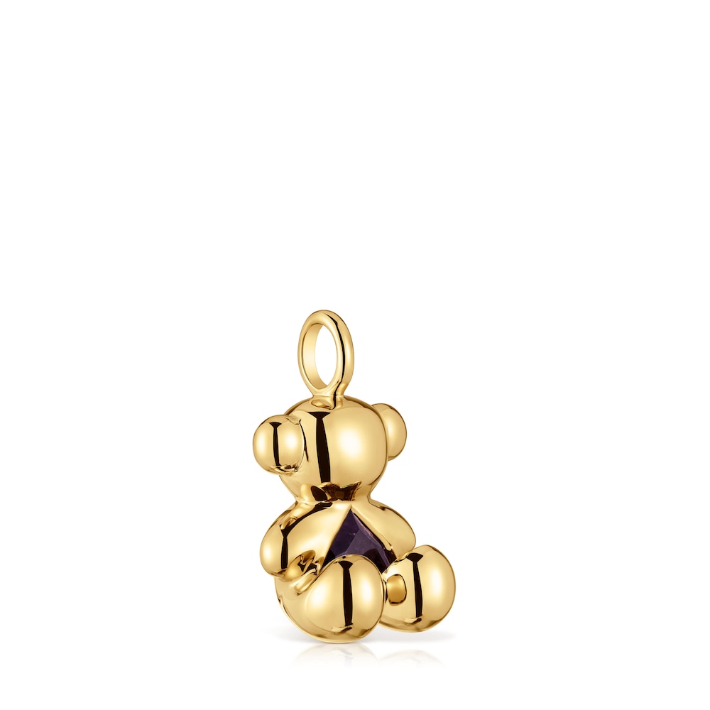Medium bear Pendant, with 18 kt gold plating over silver and amethyst Bold Bear |
