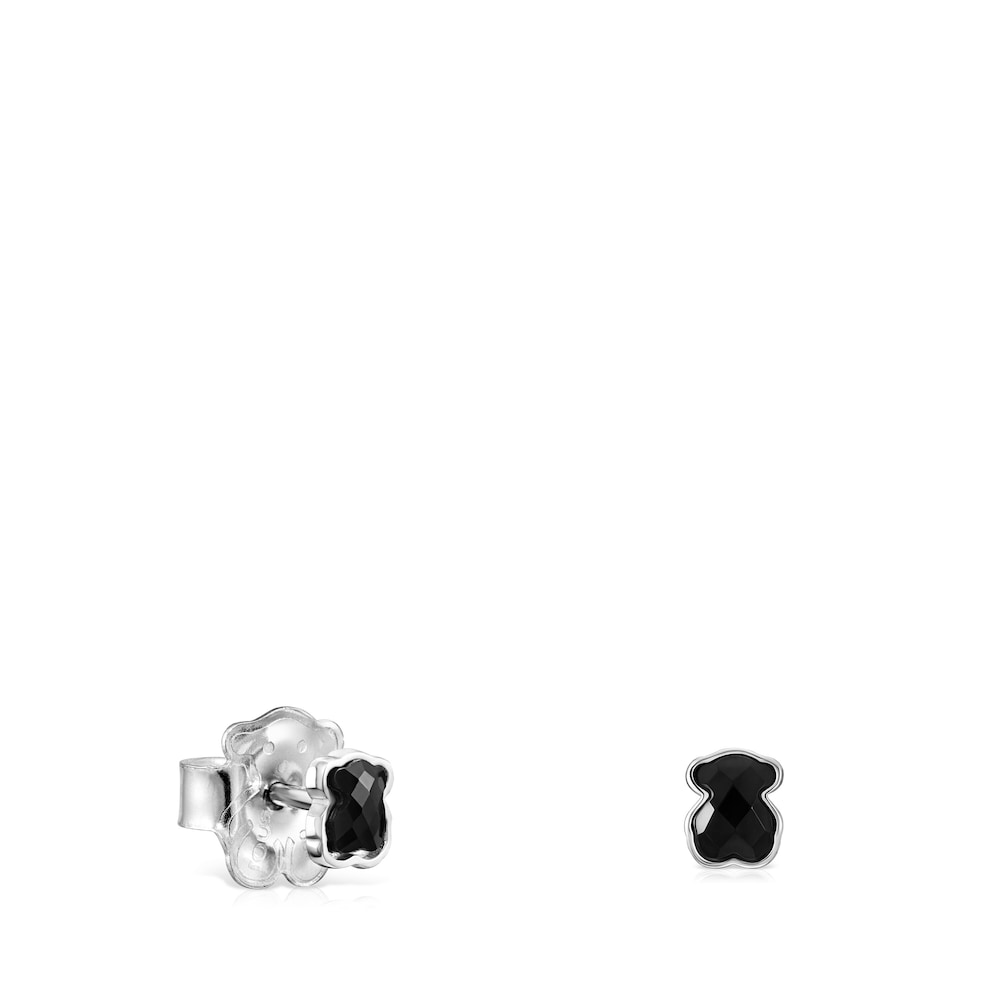 Mini Onix Earrings in Silver with Onyx 0,4cm |