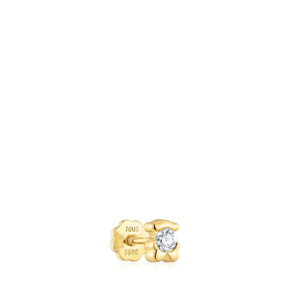 Gold Bear earring with lab-grown Lili |