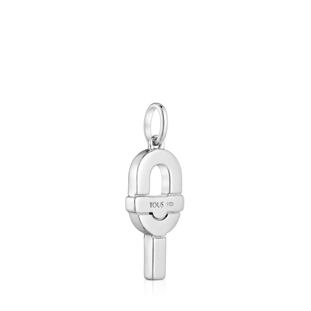 Medium silver and black enamel Pendant MANIFESTO |