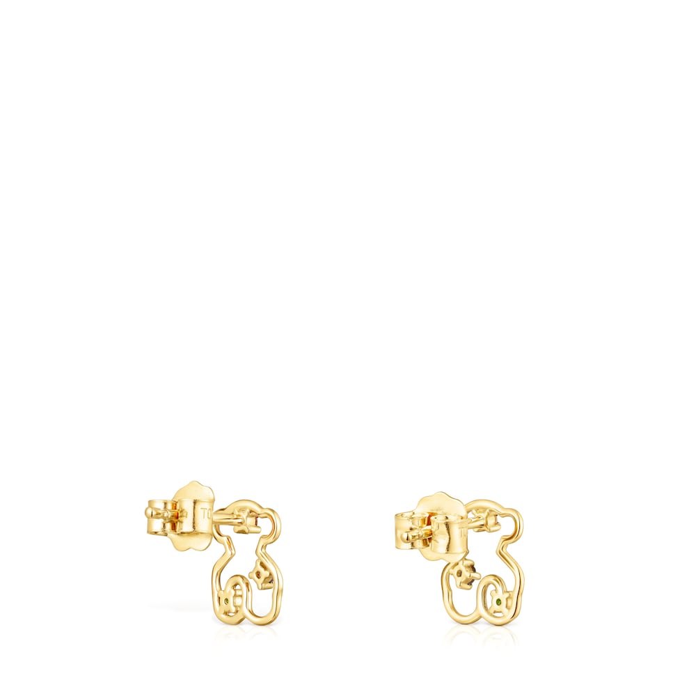 Gold Tsuri Bear earrings with gemstones |