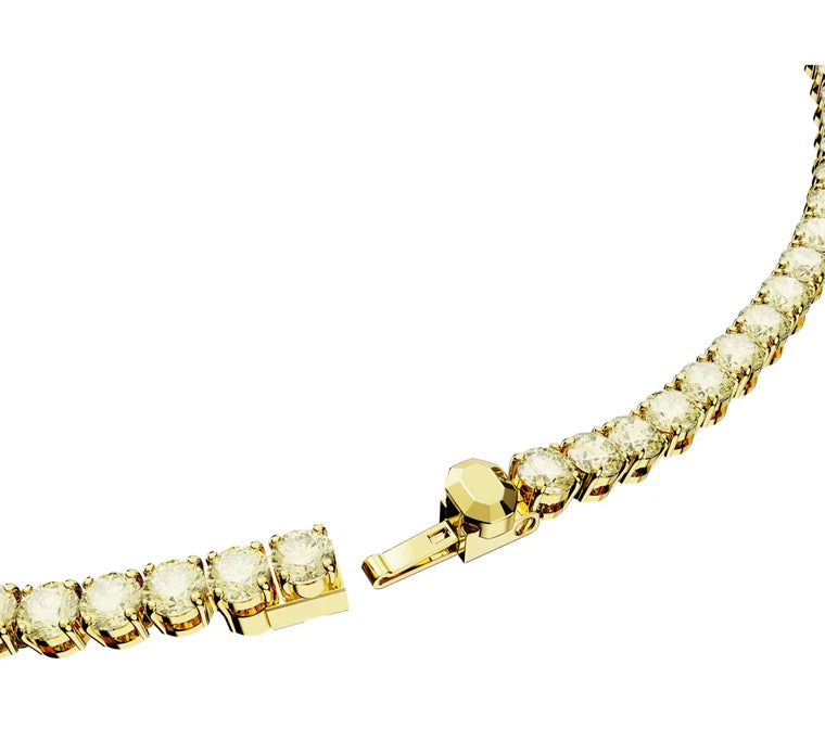 Matrix Tennis necklace Round cut Yellow tone plated