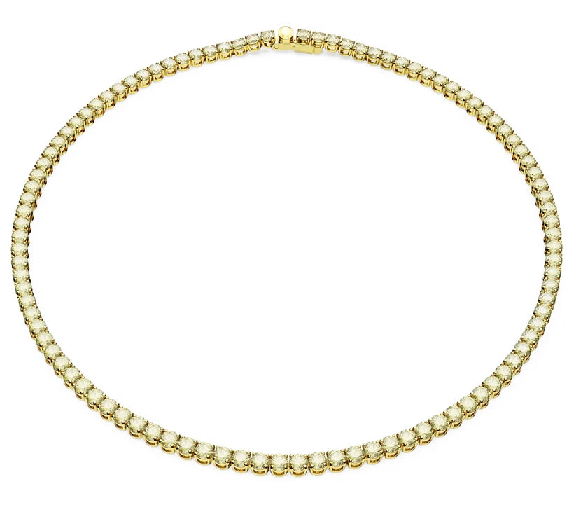 Matrix Tennis necklace Round cut Yellow tone plated