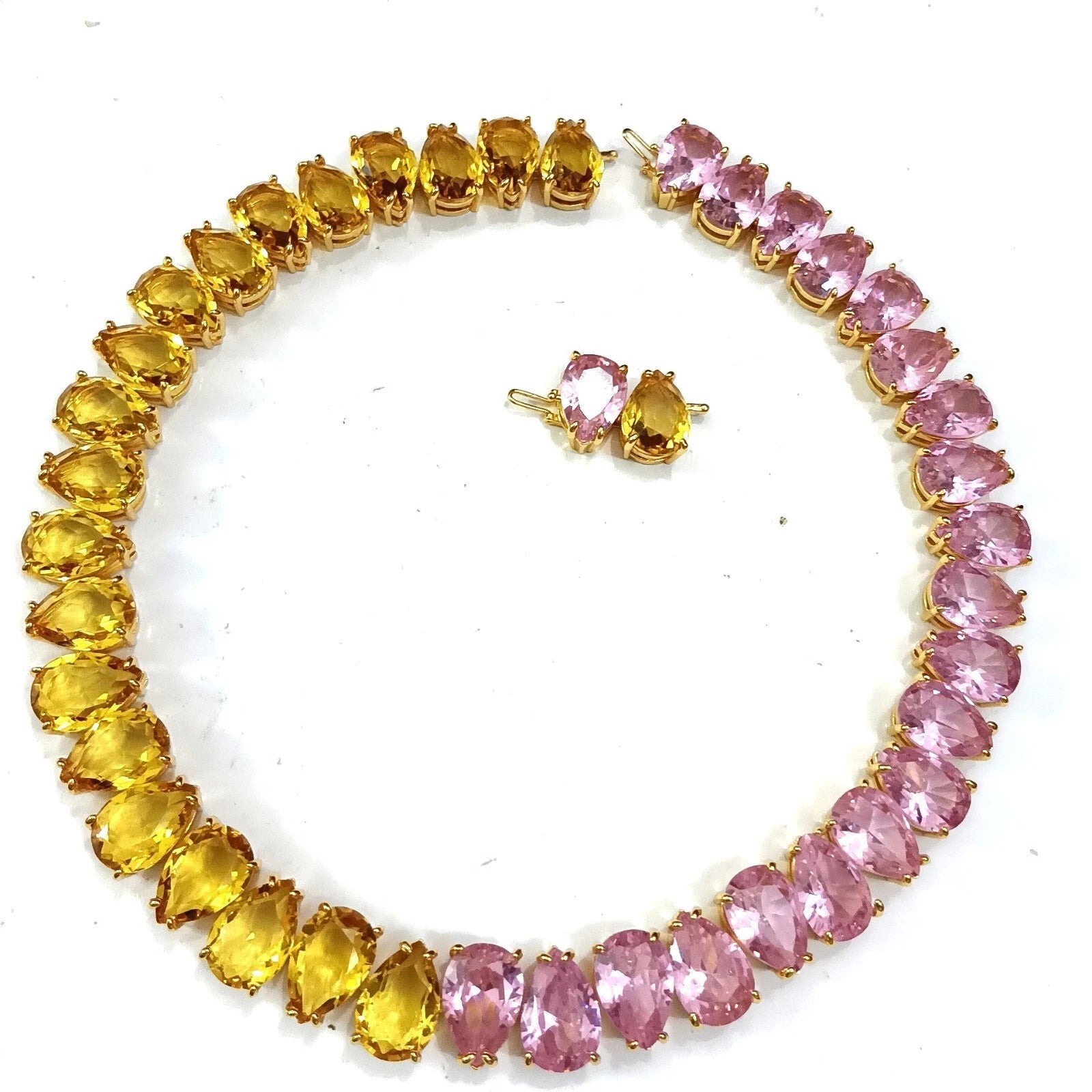 Millenia necklace Pear cut crystals Multicolored tone plated