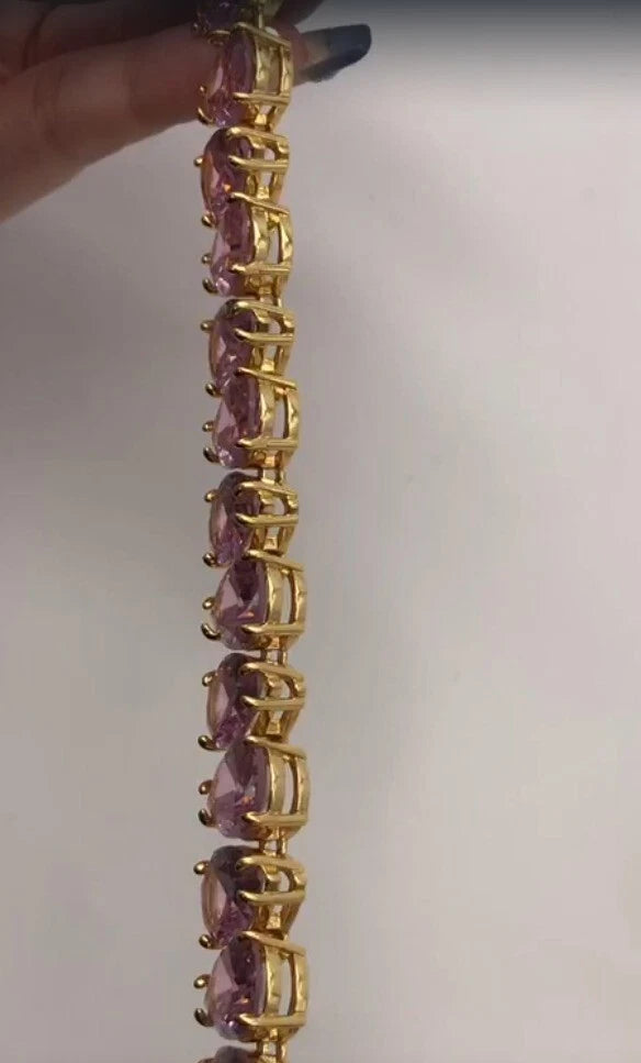 Millenia necklace Pear cut crystals Multicolored tone plated