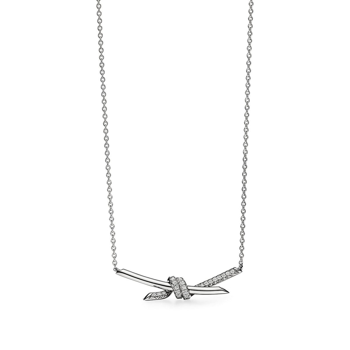 Tiffany Knot Pendant in White Silver|