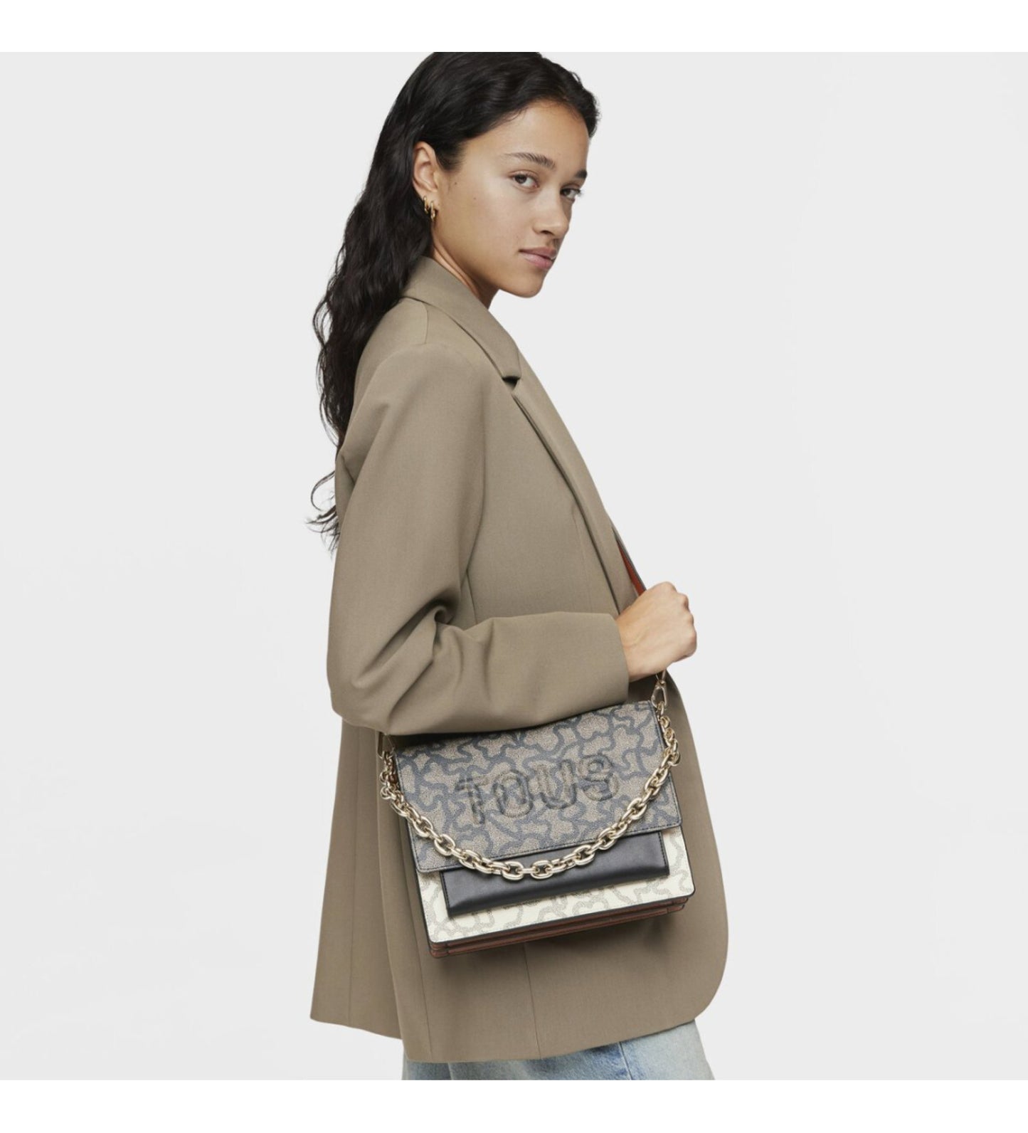 M.audree Chain K Icon Beige-Ne grey shoulder bag