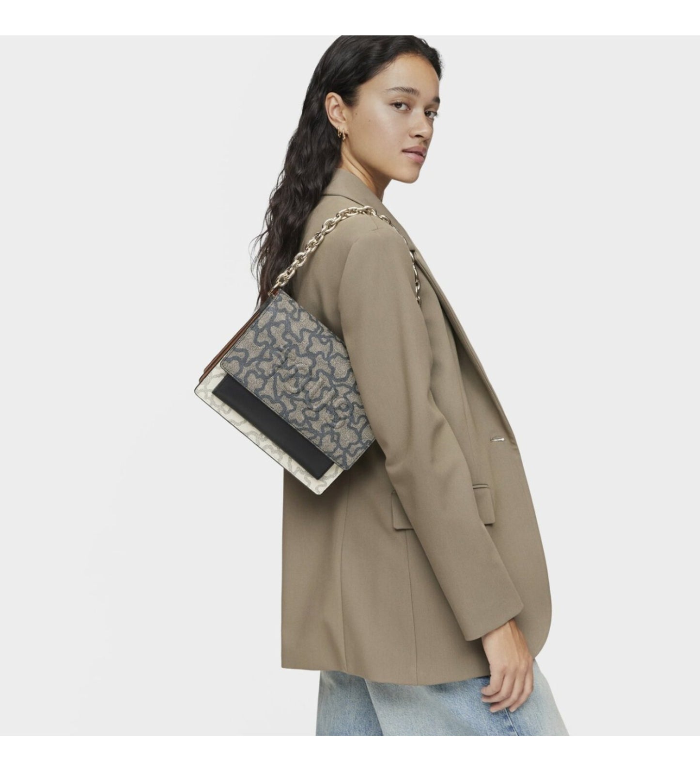 M.audree Chain K Icon Beige-Ne grey shoulder bag