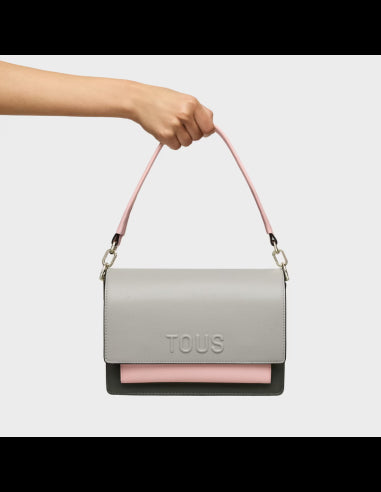 Medium grey and pink Audree Saffiano messenger bag