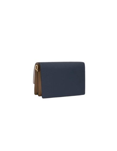 Medium blue and pink Audree Saffiano messenger bag