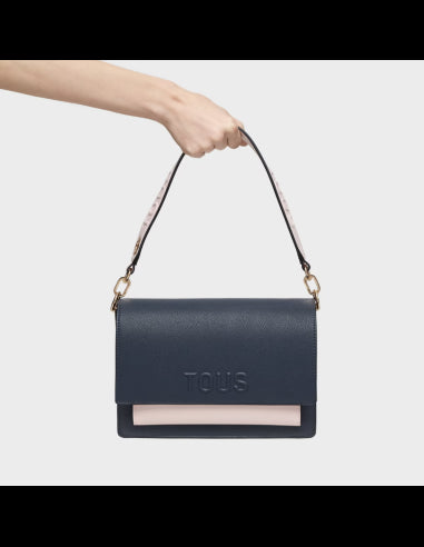 Medium blue and pink Audree Saffiano messenger bag