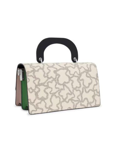 Medium Shoulder Bag Medium Flap Taupe and green Kaos Icon