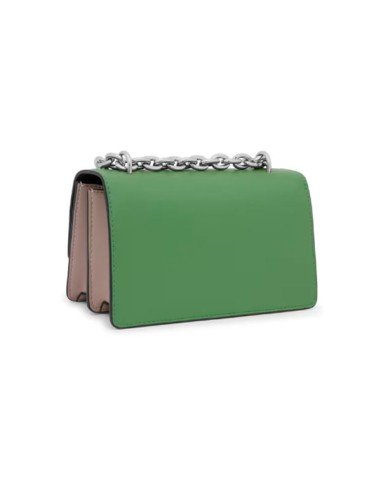 Small Shoulder Bag Taupe and Green Flap Kaos Icon