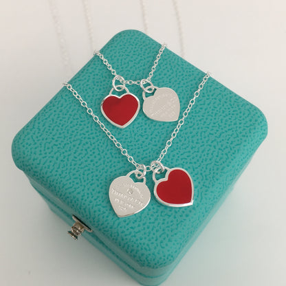 Set of Tiffany & Co Return to Tiffany Small Red Heart  Stud Earrings Silver  Necklace earrings Bracelet