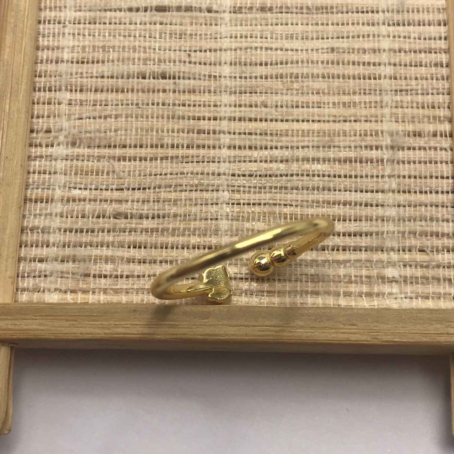 Small open Ring with  plating over silver and motifs Grain