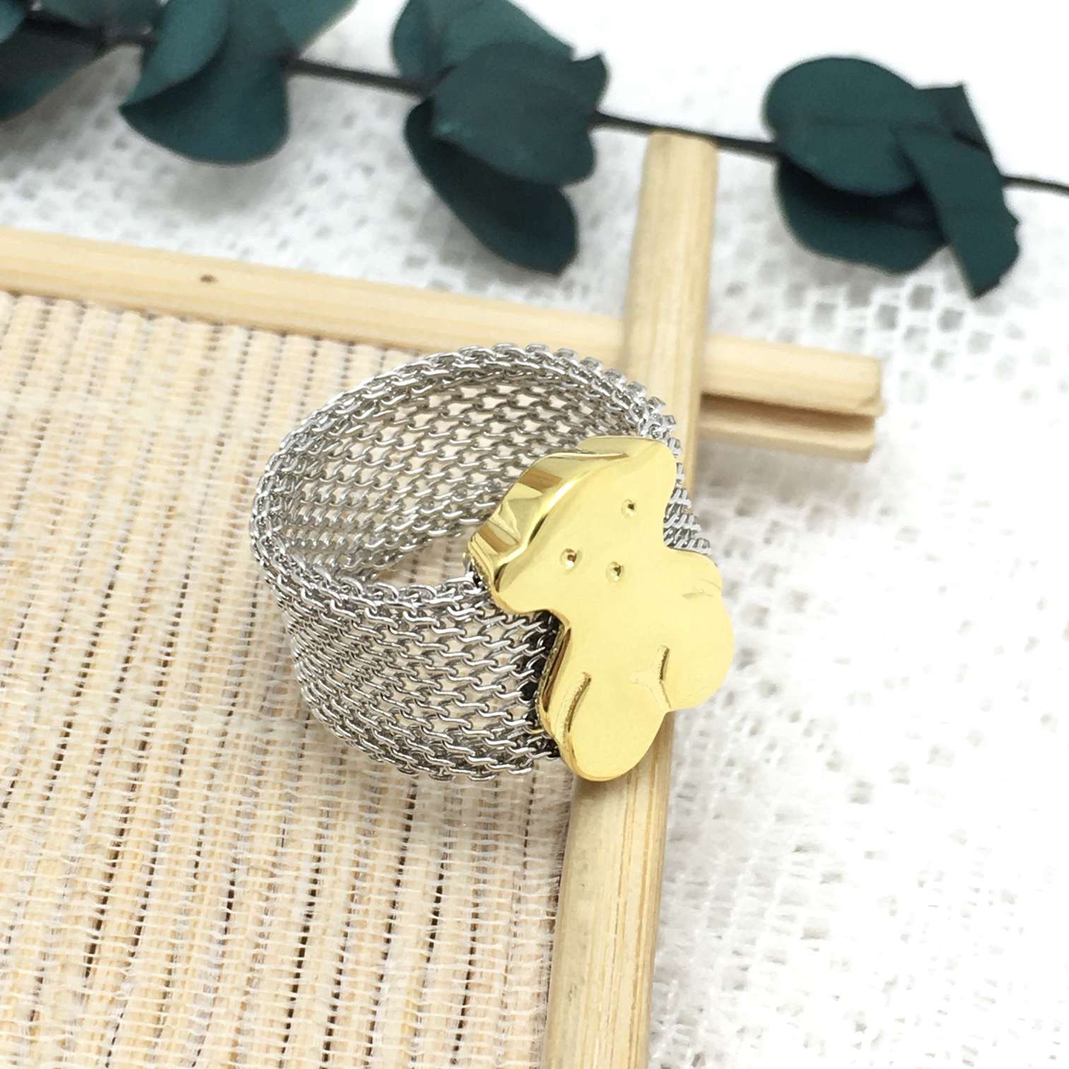 Yellow Steel Mesh Ring stainless steel  Mesh ring