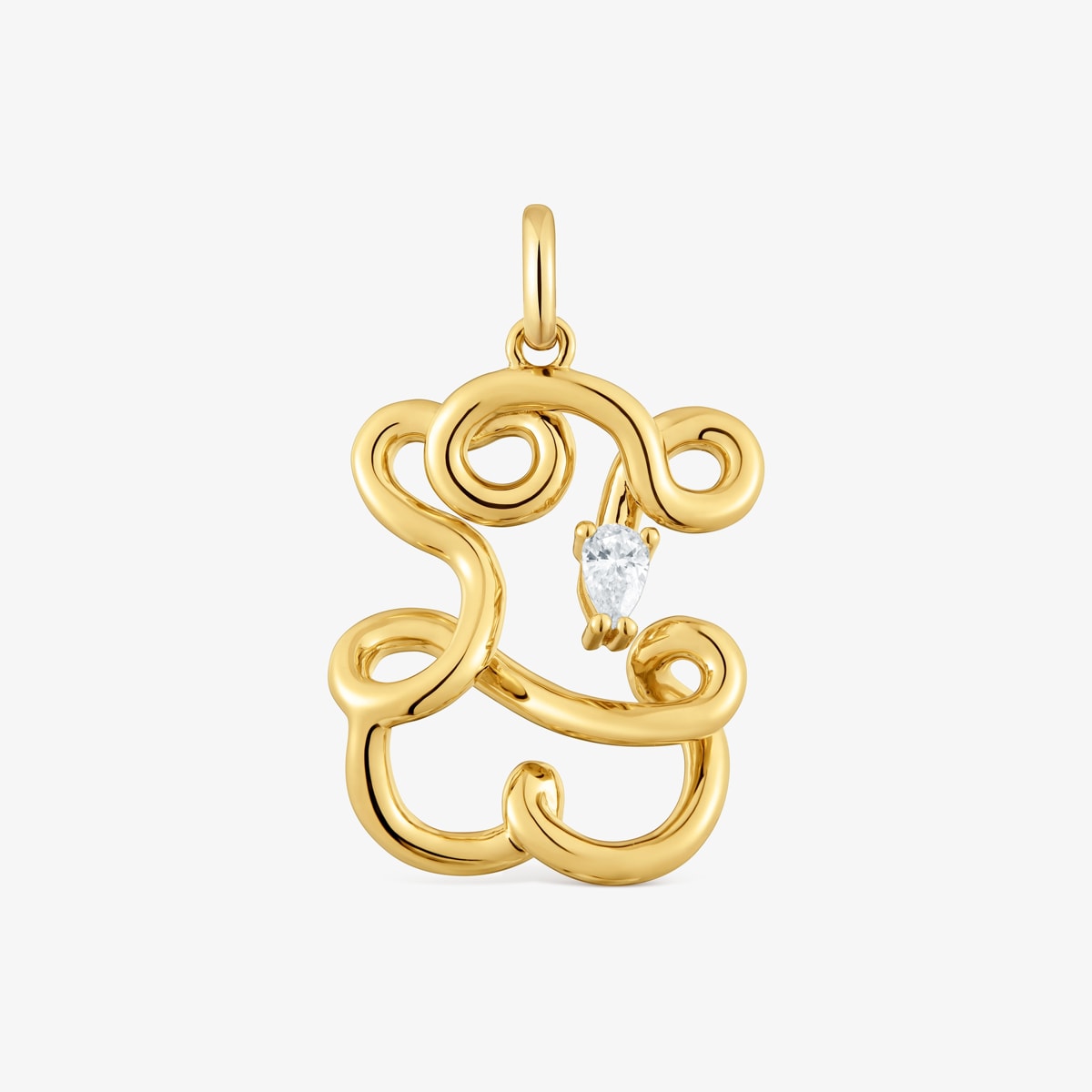 22 mm bear Pendant with  vermeil and laboratory-grown Lio LGD
