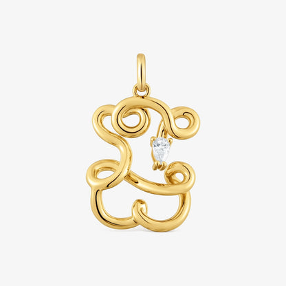 22 mm bear Pendant with  vermeil and laboratory-grown Lio LGD