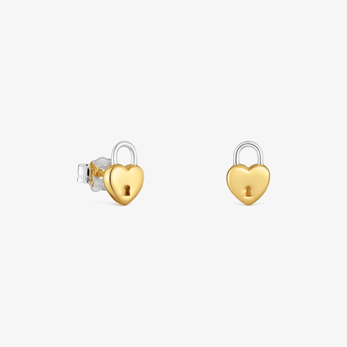 Two-tone heart padlock Earrings Unlock