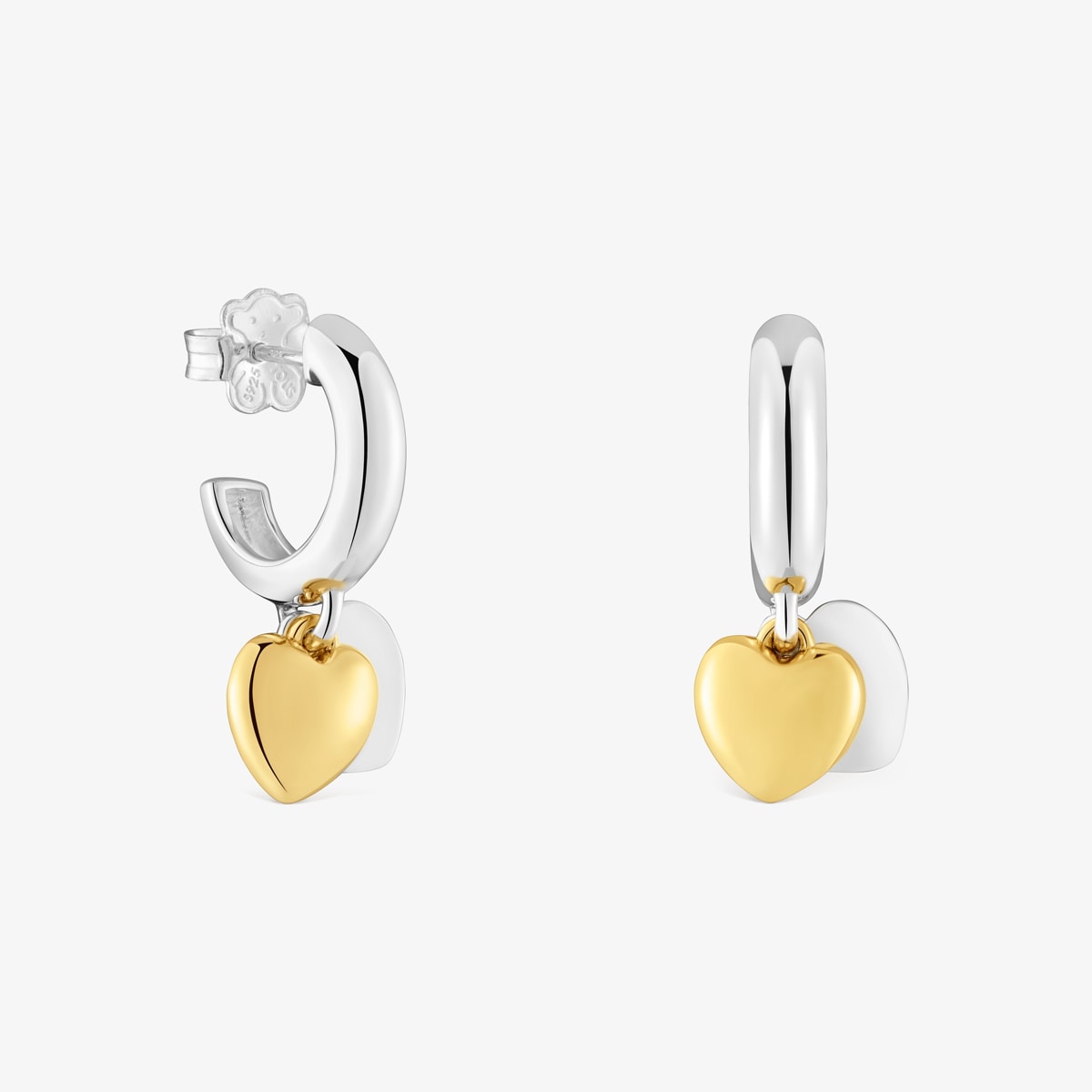 Two-tone Hoop earrings with double-heart motif Flechazo