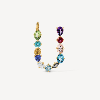 Letter U Pendant with gemstones ATELIER