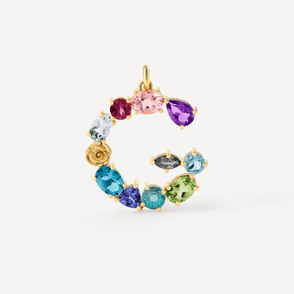 Letter G Pendant with gemstones ATELIER