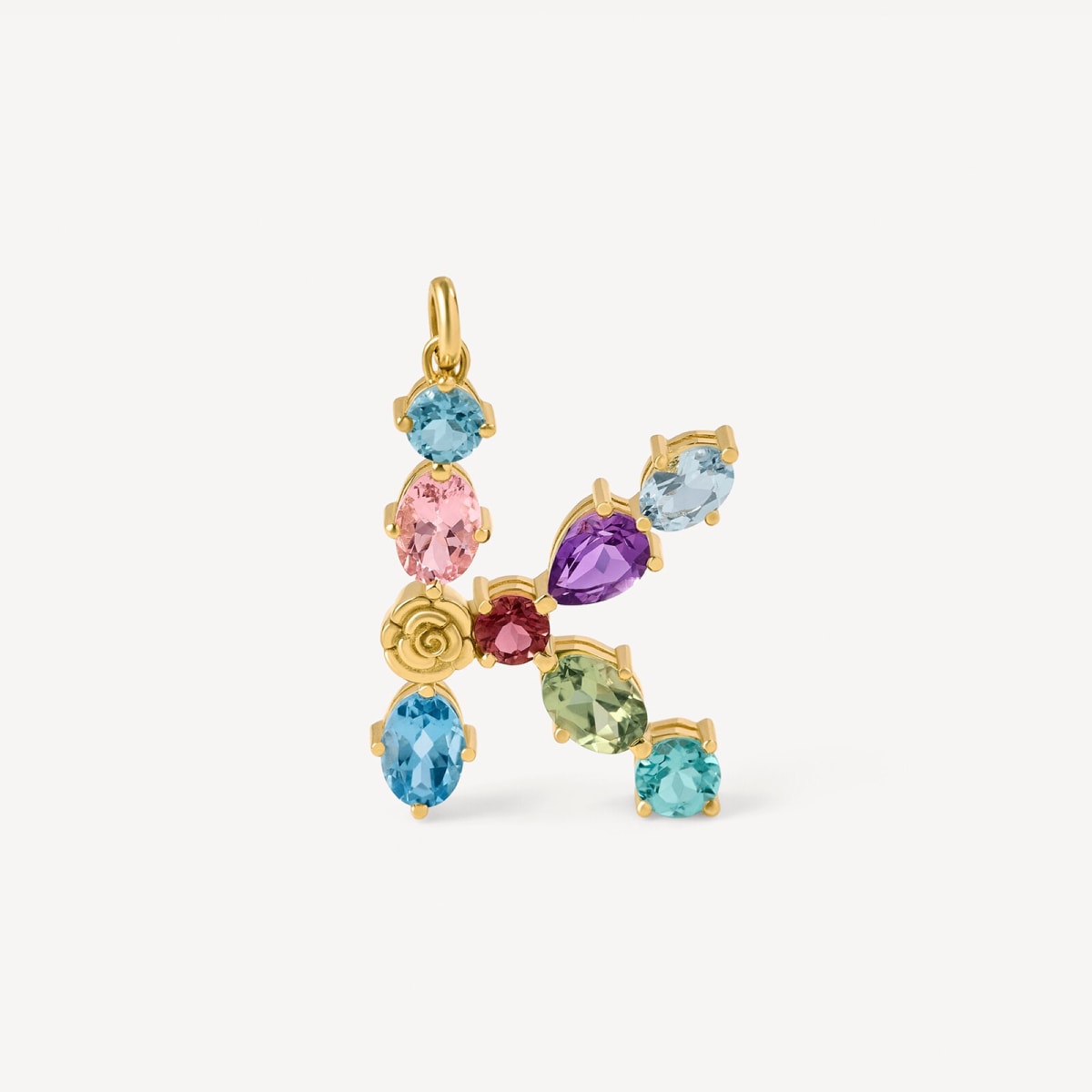 Letter K Pendant with gemstones ATELIER