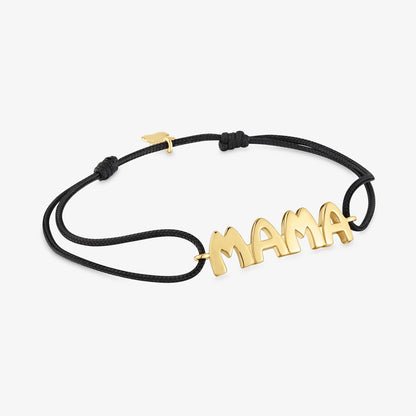 Black nylon Bracelet with  vermeil Mama